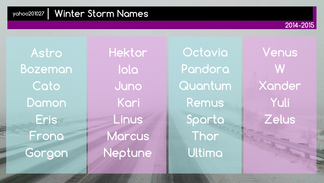 The Weather Channel Releases their 201415 Winter Storm Names yahoo201027
